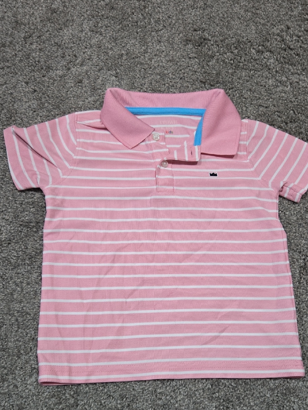 4T Crown & Ivy Boys Pink/white Striped Polo Short Sleeved Tee Top